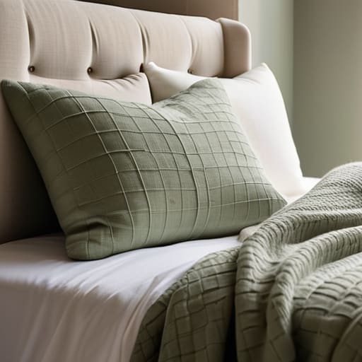 DIY bedroom decor with padded fabric panels.