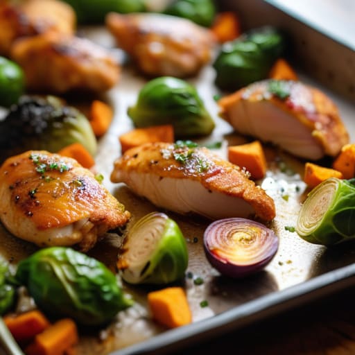 Crispy Chicken Thighs and Root Veggies.