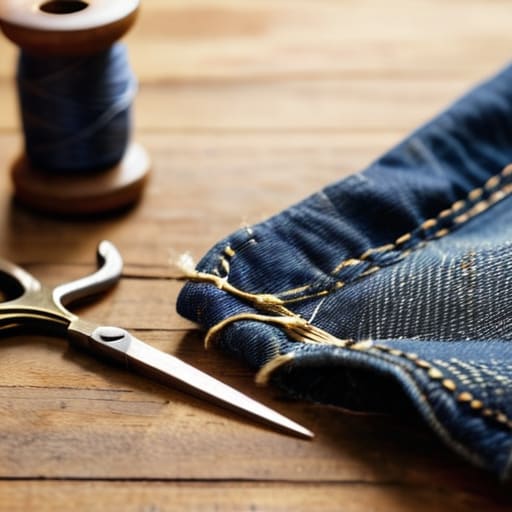 Learning how to patch jeans effectively.