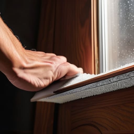 Man weatherstripping a door to save energy.