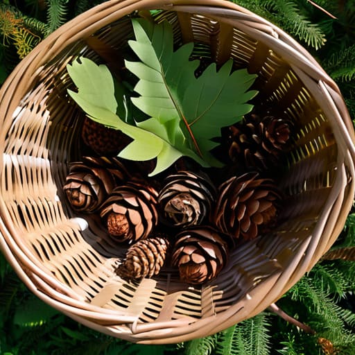 Collecting Nature's Paintbrushes in a backyard basket.