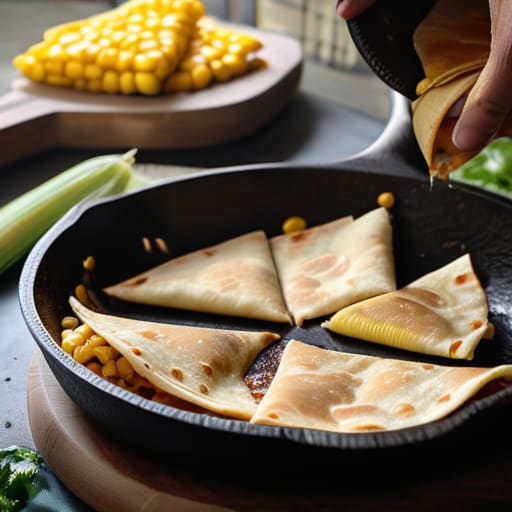 Making The "Everything" Quesadilla in a pan.