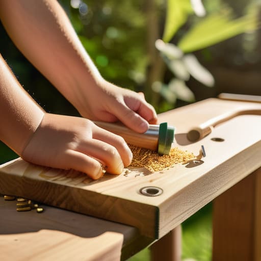 Kids learning how to build a birdhouse.